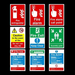 Fire Action / Alarm / Assembly Plastic Sign, Sticker - All Materials & Sizes - Picture 1 of 10