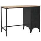 vidaXL Home Single Pedestal Desk Table  Firwood and Steel 100x50x76 cm