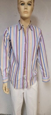 Irvine Park Camisa Hombre Manga Larga Azul,Púrpura,Marrón,Beige Rayas Foto 1 de 4