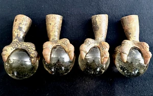 Set of 4 Antique Eagle Claw and Glass Ball Table Chair Leg Feet Bubbles Parts - Picture 1 of 14