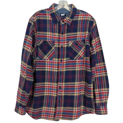 Lands End Plaid Blue Red Work Plaid Shirt size Large Heavy Button Front - Image 1 of 4