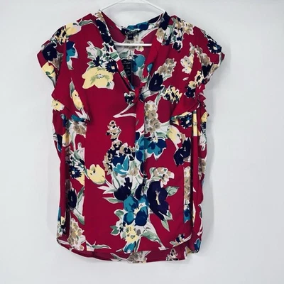NUEVO CON ETIQUETAS Ralph Lauren Blusa Grande Floral Georgette Corbata Manga Acampanada Blusa Demure Foto 1 de 4