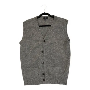 J. Chaleco Suéter Tejido con Botones de Lana de Cordero Crew Para Hombre Gris Medio Preppy  - Imagen 1 de 8