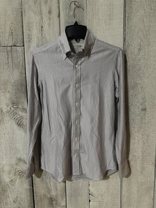 Maker’s Shirt Kamakura 37 Purple White Stripe Dress Shirt Button Down Japan Made - Picture 1 of 5