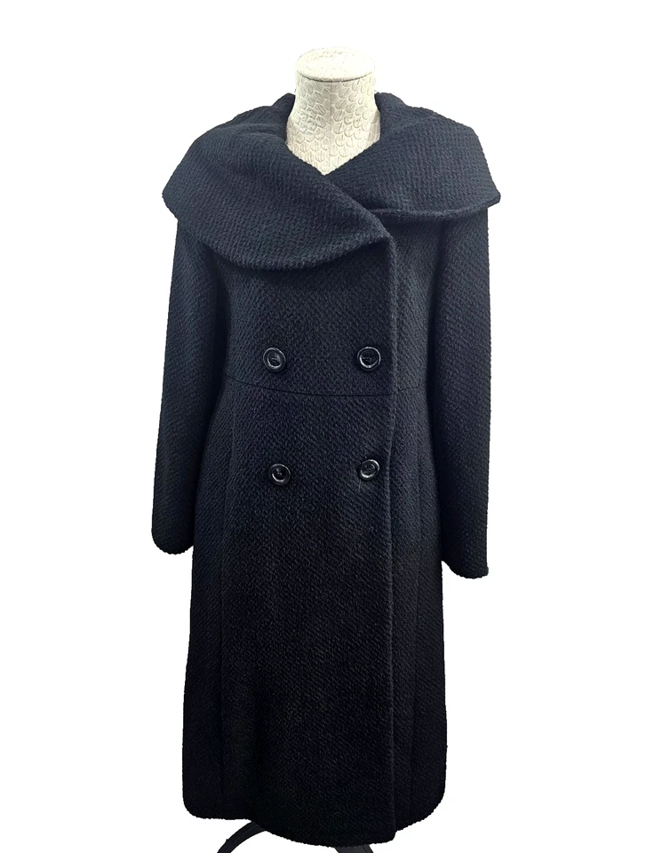 Searle 6 Wool Alpaca Winter Trench Overcoat Long Coat Black Designer warm EUC - Image 1 of 4