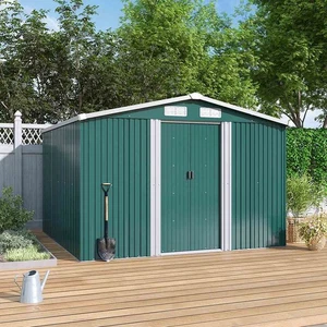 Capanno da Giardino 8x8ft Grande in Metallo per Porta Attrezzi da Giardino, Verde - Foto 1 di 6