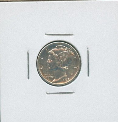 1939 P Mercury Dime 10c US Mint Silver Coin 1939-P #6j  - Image 1 of 3