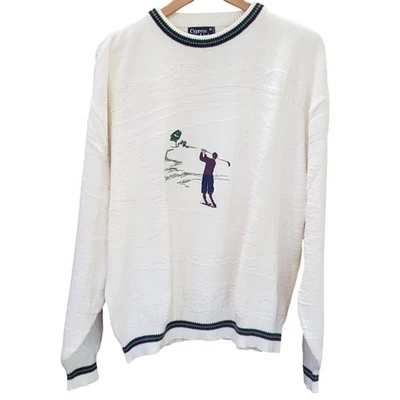 Suéter de golf Cypress Links XL para hombre blanco con bordado de golfista EE. UU. Foto 1 de 4