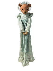 Vintage Dress a Vac Bär mit salbeigrünem Kleid Landhaus Oma Bodenstaubsauger Abdeckung - Bild 1 von 10