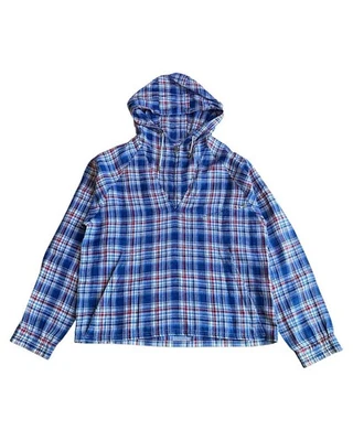 Visvim Plaid Linen Anorak Hooded Pullover Size M Blue Men's Japan - Image 1 of 4