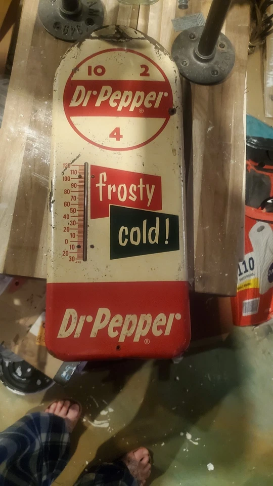 2-4-10 Termómetro Publicitario Dr Pepper Años 50 (Auténtico) Óxido Incluido Foto 1 de 4