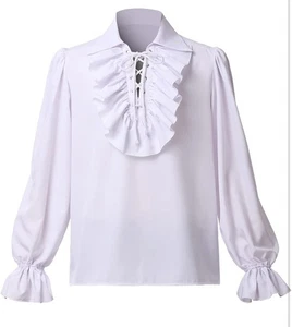 GRACEART Camicia Uomo Pirata Ruffle Camicia Coloniale Rinascimento Pirata, Poeta, XL - Foto 1 di 4