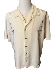 Havana Jacks Cafe Hemd Herren 2XL Creme Bambus Knopfleiste Küste bestickt - Bild 1 von 6