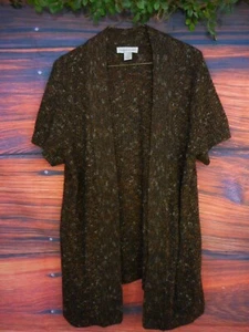 Christopher & Banks Short Sleeve Cardigan Sweater Brown Black Purple Blue Medium - Picture 1 of 12