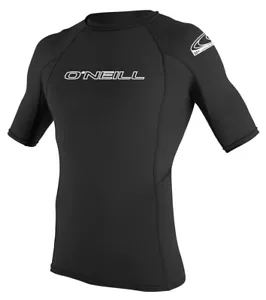 O'NEILL MENS RASH VEST TOP.SKINS BLACK UPF50 SUN PROTECTION GUARD T SHIRT.S25 - Picture 1 of 4