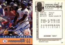 Earl Cunningham Signed 1991 Peoria Chiefs #24 Card Auto AU