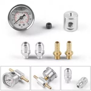 Universal 1/8 NPT Fuel Pressure Regulator Gauge Liquid Filled Polished+Adaptor - Picture 1 of 10