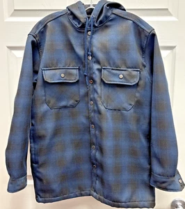 Dickies, karierte Herren Arbeitsjacke mit Knopfleiste und Kapuze, blau/schwarz Größe M - Bild 1 von 5