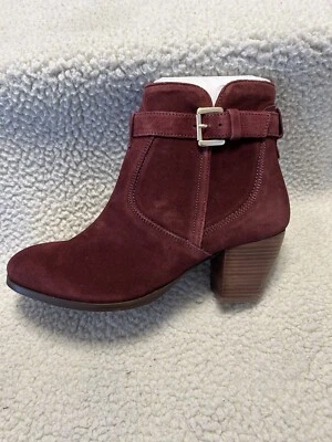 Diba 时尚勃艮第杏仁鞋头拉链麂皮绒短靴 9 码 — 第 1/4 张图片