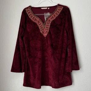 Soft Surroundings Velvet Vermilion Tunic NWOT Festival Medieval Whimsigoth fairy - Picture 1 of 9