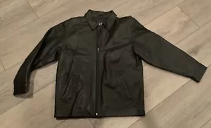 Gap Kids Vintage Y2K Black Leather Casual Dress Coat Zip Up Jacket XXL 14-16 - Picture 1 of 10