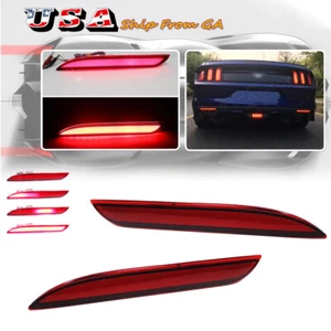Red Sequential LED Rear Bumper Turn Signal Brake Lights For 2015-17 Ford Mustang - Picture 1 of 8