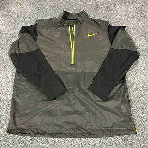 Nike Golf Jacket Black Windbreaker Pullover Long Sleeve 1/4 Zip Mens Sz 2XL - Picture 1 of 10
