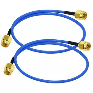 2Pc SMA Male to SMA Male Straight Coax Cable RG402 .141" Assembly Pigtail Cables - Picture 1 of 9