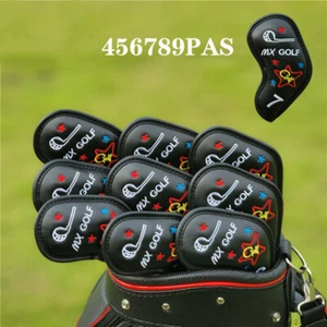 AU 9pcs/set Golf Club Iron 4-9-PAS Head Cover Magnetic Closed - White/Black/Pink - Picture 1 of 8