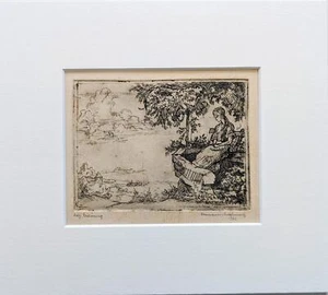 Hermann Anselment : Maientag - Original Radierung 1923 - handsigniert - Liestal  - Bild 1 von 3