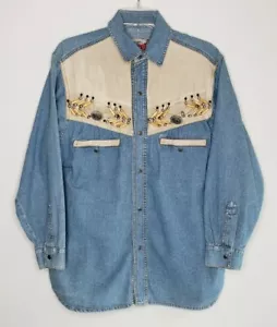 Camicia vintage Stockerpoint originale n.1 metallo perline western denim uomo piccola - Foto 1 di 12
