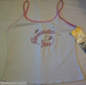 GK Elite Sportswear Adult Small S White Pink "Gymnastics Star" Spaghetti Shirt   - Picture 1 of 3
