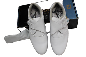 FootJoy Ladies White Grey Leather Upper EComfort Padded Golf Shoes 6.5 Soft Spik