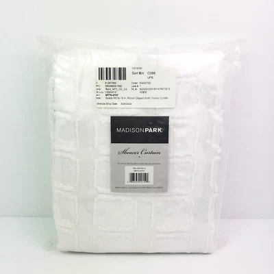 Madison Park Quade White 72 inch Woven Clipped Shower Curtain MP70-6707 - Image 1 of 4
