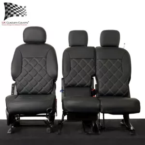 CITROEN BERLINGO FRONT SEAT COVERS LEATHERETTE TAILORED (2008-2018) BLACK 886 - Picture 1 of 24