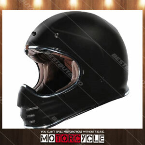 T3 Full Face MX Classic Retro Vintage Cafe Bike Motorcycle Helmet Flat Black S
