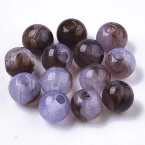 100pcs Round plastic beads crackle effect two tone lilac and purple 6mm diameter - Picture 1 of 1
