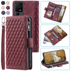 TCL 40 XE Rhombic Wallet Case, Luxus Leder Reißverschluss Flip Kartenetui für TCL 40 XE - Bild 1 von 44