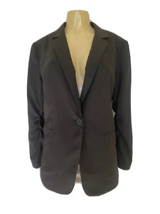 Alberto Makali Jacket Blazer One Button Ruched Sleeve Back Zipper Lined L - Picture 1 of 7