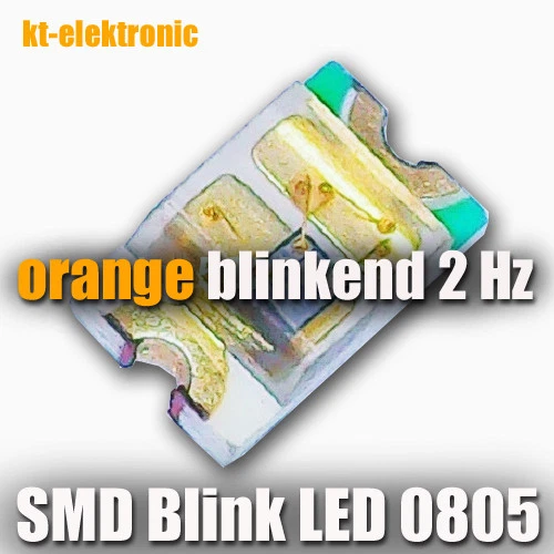KT-ELEKTRONIC 10 Stück SMD Blink LED 0805 orange (2Hz) blinkt automatisch ca. 2 mal / Sekunde