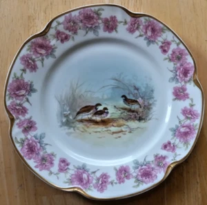 Set of 12 Theodore Haviland Limoges France 8 3/4" Scalloped Game Bird Plates - Picture 1 of 24