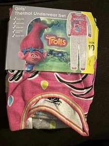 Girls Thermal Underwear Set Trolls Movie Size 10 Shirt Top Pants Long Johns 2 Pc - Picture 1 of 2