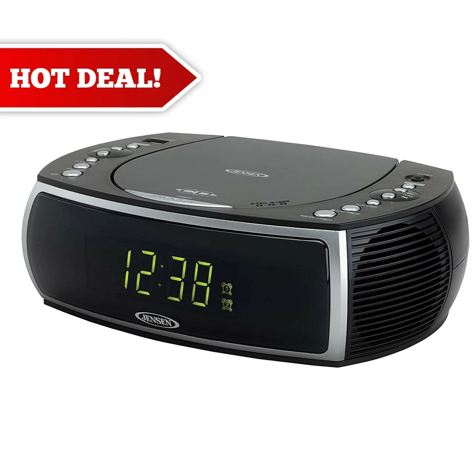Jensen JCR-322 Modern Home CD Tabletop AM/FM Radio CD Player Dual Alarm Clock - Image 1 of 4