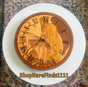 Father Time Wooden Inlay  Art Deco Clock Circa 1930’s - Picture 1 of 22