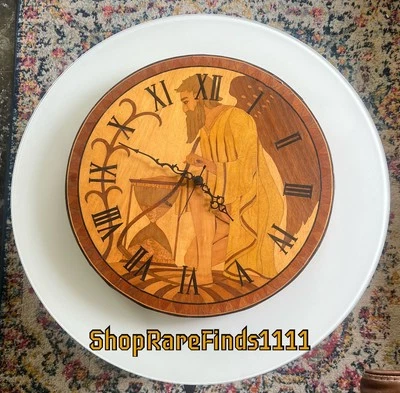 Father Time Wooden Inlay  Art Deco Clock Circa 1930’s - Image 1 of 4