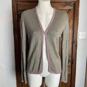 Joseph Vintage Brown Silk Cashmere Embellished Long Sleeve Cardigan Size Small - Picture 1 of 7