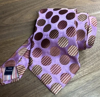 Corbata Ted Baker London para hombre rosa lunares tejida seda italiana de EE. UU. 58 pulgadas Foto 1 de 4