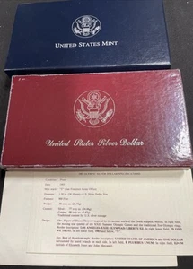 Lot Of 2 Uncirc. US Proof Silver $1 -1983 Olympics (COA) & 1997 Jackie Robinson - Picture 1 of 6