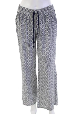 Pantalones de pierna ancha Joie para mujer con estampado floral de seda blanco azul marino talla extra pequeña Foto 1 de 4