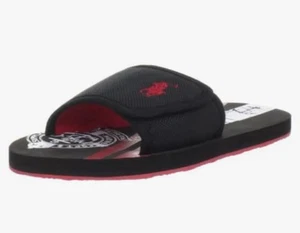 Polo Ralph Lauren Adjustable Catamaran Slide Size 7 Junior Black Sandal - Picture 1 of 13